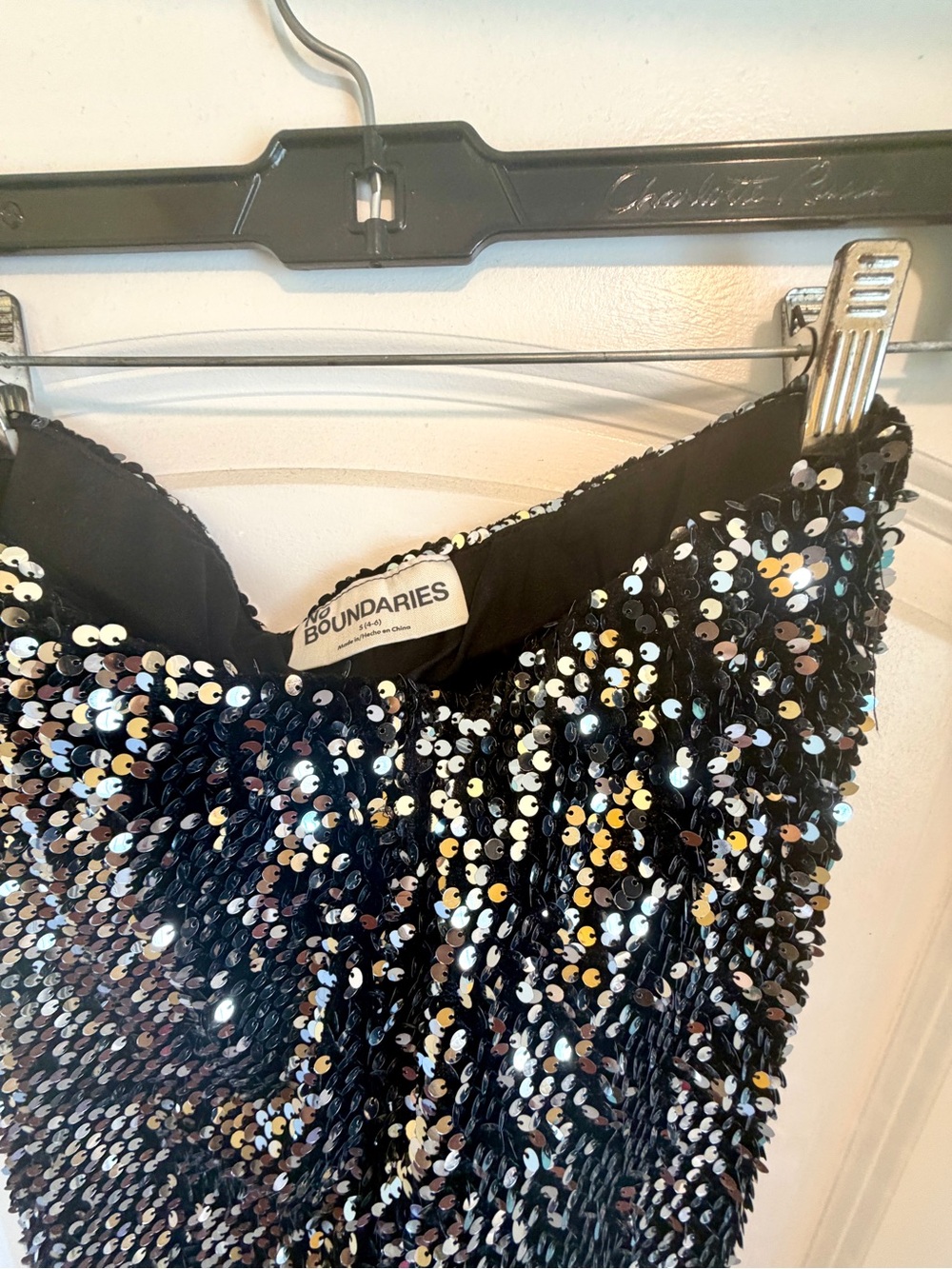 No Boundaries Black Iridescent Sequin Mini Skirt
